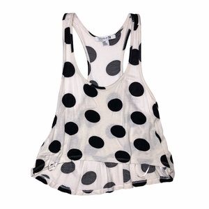 Forever21 White & Black Dotted Hi-Low Crop Top